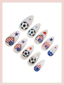 24 miếng dán móng tay giả họa tiết bóng đá, trang trí hình trái tim và bướm, phù hợp cho nữ giới tham dự các sự kiện thể thao và sử dụng hàng ngày. - Nhiều màu - Xem 3