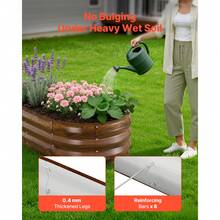 2 Pack Galvanized Raised Garden Beds, 4 X 2 X 1 Ft, Oval Metal Planter Boxes Kit Outdoor, Bottomless Elevated Garden Box With Gloves, Alu-Zinc, For Planting Flowers Vegetables, Deep Wood Grain - 4*2*1ft Dark wood grain 2-piece set - 查看 3