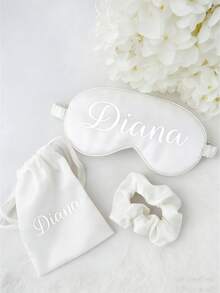 3pcs /Set Personalized Women's Fashion Custom Name Eye Mask Set, Including A Hair Tie And Storage Bag,Can Be Customized With Your Name - Multicolor - View 9