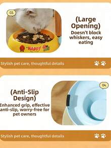 Tazón de comida elevado para mascotas con revestimiento de acero inoxidable y antideslizante, estilo de dibujos animados lindo adecuado para gatos y perros - Gran capacidad - Ver 6