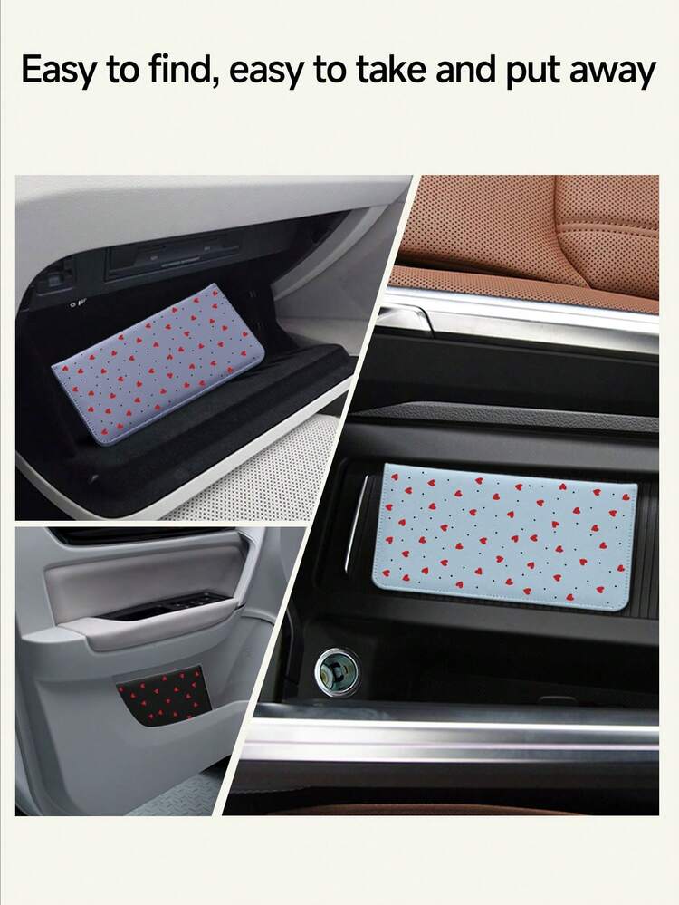 Ayotu 心形、波点、蝴蝶结图案汽车登记证和保险卡收纳盒 - 汽车手套箱整理盒，适合存放重要文件、驾驶证、护照、卡片、汽车配件和其他物品。这款男女皆宜的收纳盒是送给汽车、卡车、摩托车和拖车车主的理想礼物，也是圣诞节、生日或新年的绝佳礼物。 - 多色 - 查看 3