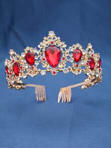 1pc Elegant Bridal Crown Headpiece, Wedding/Birthday Party Tiara Headband With Rhinestones, Accessories - Multicolor - View 7