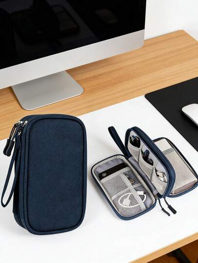1pc Multi-Functional Digital Storage Bag, Waterproof Electronics Organizer Pouch, Phone Wallet, Multi-Layer Fixed Storage Bag, Multi-Zipper Travel Portable Storage Bag - Suitable For Storing USB, Hard Drive, Headphones, Bohemian Style Phone Organizer