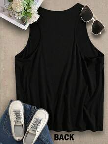 Vest Top Women, Retro-Style Graphic Tank Top | Sleeveless Top | A Must-Have Casual Vest For Campus Style, Daily Outings, Girls' Gatherings, And Music Festivals - 黑色 - 查看 4