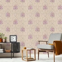 复古花卉图案不干胶纸，黄色底米色花朵乙烯基材质，可撕贴，适用于抽屉、梳妆台等，家居装饰，尺寸45厘米 x 100/300/500厘米 - 米色2 - 查看 6