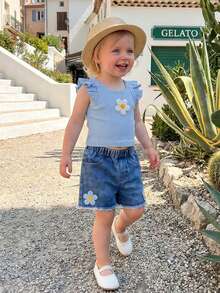 Young Girls Tank Top Co-Ords - Blue - View 5