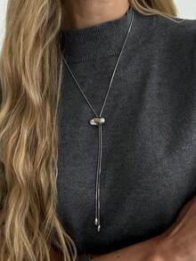 1件波西米亚几何不对称CCB吊坠流苏Y型项链，简约优雅休闲日常、派对、约会、度假、女士生日节日百搭珠宝礼物 - 項鍊 - 查看 3