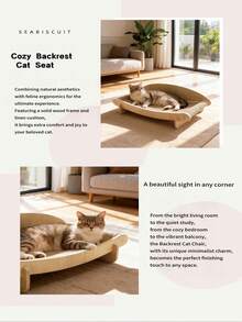 Tabla rascadora de sisal, sillón de descanso para gatos, estructura de madera estable, almohadilla rascadora, adecuado para todas las estaciones, sillón chaise lounge - Silla individual para gatos con respaldo - Ver 2