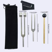 1pc 128Hz, 136.1Hz, 256Hz Tuning Forks With Rubber Mallet And Carrying Pouch - Silver - View 16