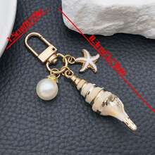 Minimalist Acrylic Ocean Conch Shell Shellfish Rhinestone Pearl U-Shaped Keychain Creative Backpack Key Pendant - Multicolor - View 9