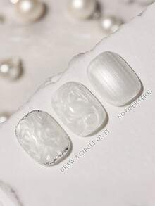 SHANGFEIYA 10毫升珍珠白丝线凝胶，闪亮丝绸贝壳纹理美甲凝胶，UV/LED可卸凝胶，适用于沙龙和DIY美甲 - 彩色 - 查看 6