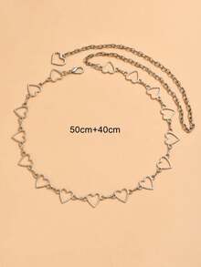 1pc Minimalist Heart Shaped Chain Waist Belt For Women - Silver - View 3
