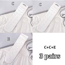 1/3/6 Pairs Women White Lace Hollow Out Socks, Heart Pattern Mid-Calf Socks, Sweet Lolita Style Socks, Straight Tube Socks Without Heels - White - View 28