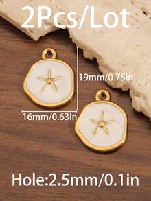 2Pcs 18K Gold Plated Stainless Steel Colored Enamel Starfish Charm Pendant Summer Beach Conch Shell Charms For DIY Jewelry Making Supplies Earrings Necklace Bracelets Accessories - Pendant - View 10