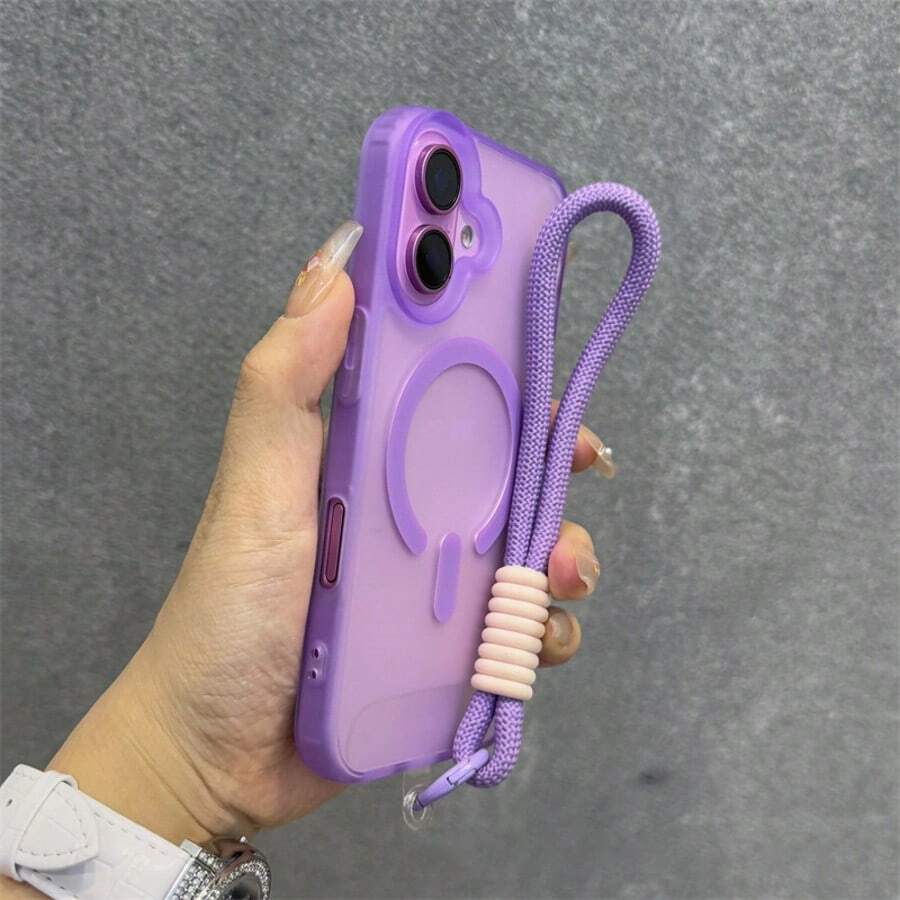 新款兼容 16 Pro Max 手机壳，多巴胺哑光质感，兼容 17 Air 16 手机壳 + 腕带，磁吸高端手感，15 Pro 小众款 14 热门款 13 超级防摔，12 情侣款男女通用 16 Plus 保护壳 - 紫色 - 查看 1