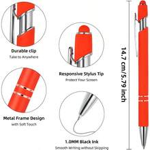 8 Pack Ballpoint Pen 2 - In - 1 Stylus Retractable Metal Stylus Pens Screens With Stylus Tip, 1.0 Mm Black Ink - 8 PACK - View 2