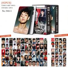 92张V字金泰亨照片卡贴纸，双面LOMO卡，庆祝礼品卡，粉丝应援照片贴纸LOMO卡（60张LOMO卡+32张贴纸），盒装收藏卡/贺卡/书签，主题LOMO卡贴纸套装，粉丝必备收藏品 - 彩色 - 查看 11