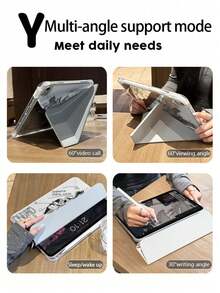 1pc Personalized Heart Sketch Pattern Tablet Protective Case, Suitable For 10th/11th/Pro 13 2025, Foldable Stand, Shock-Proof And Dust-Proof, Support Auto Wake/Sleep, Essential For Office/Study/Entertainment, Non-Magnetic - Multicolor - View 9