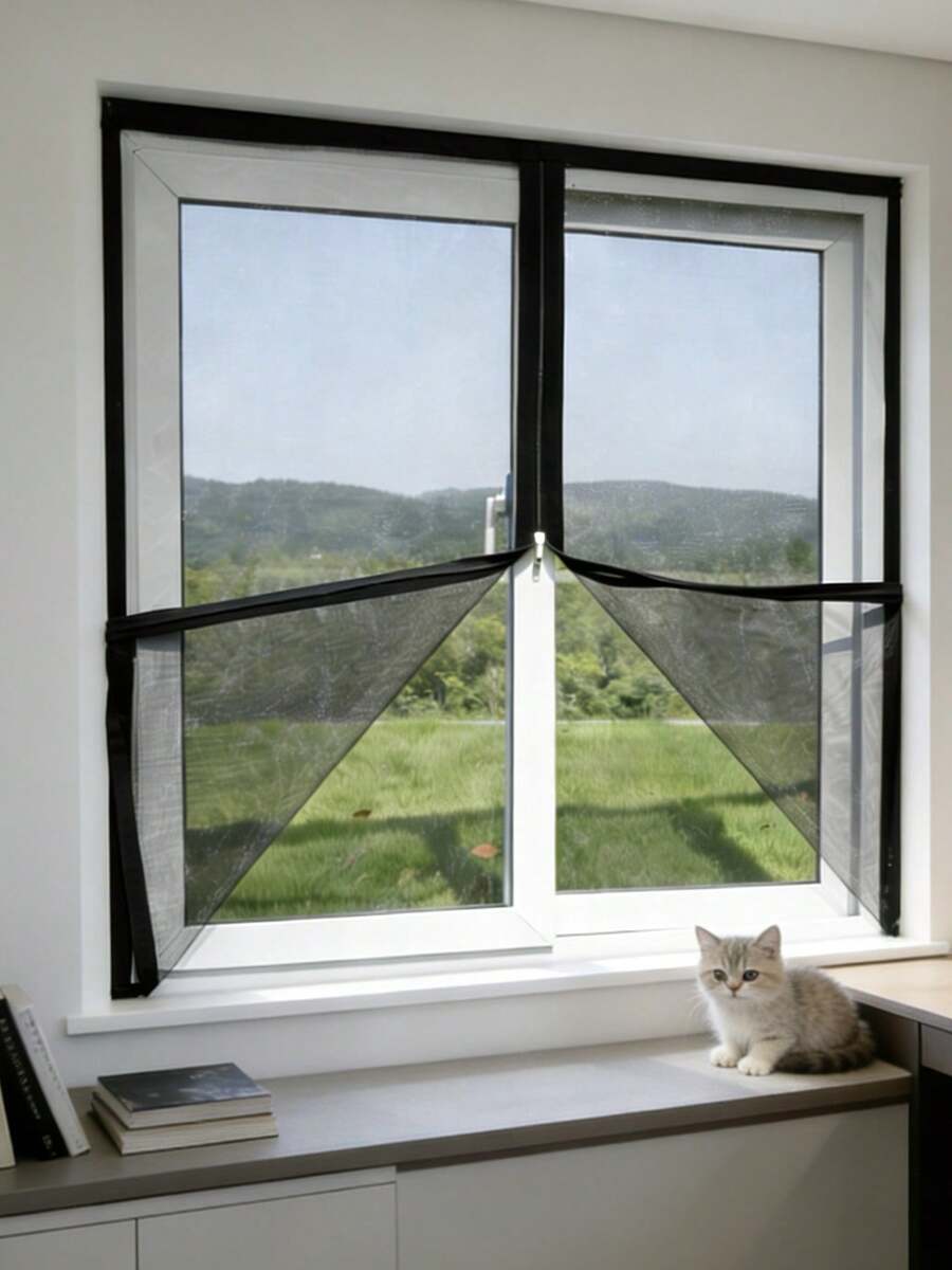 Family-Proof Double Zipper Insect Screen Curtain, Keep Bugs Out While Letting Fresh Air In, Breathable PP Mesh For Bedroom Windows & Greenhouse