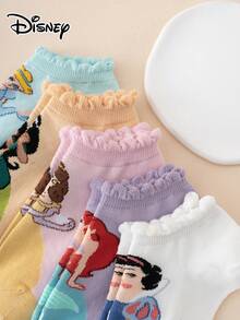 5 Pasang Kaos Kaki Pendek Anak Motif Kartun Putri Disney dengan Renda Gelembung - MultiWarna - View 4