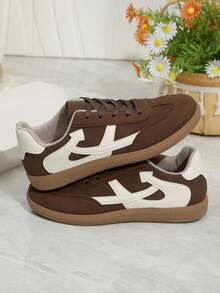 Women's Casual Sneakers, Flat Comfortable Lightweight Fitness Walking Shoes - Brown - View 5