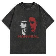 Mads Mikkelsen T-Shirt Men Hannibal Retro Pure Cotton T-Shirts Summer Breathable Hip Hop Tee Shirt Wholesale Oversized Clothing - màu đen - Xem 1