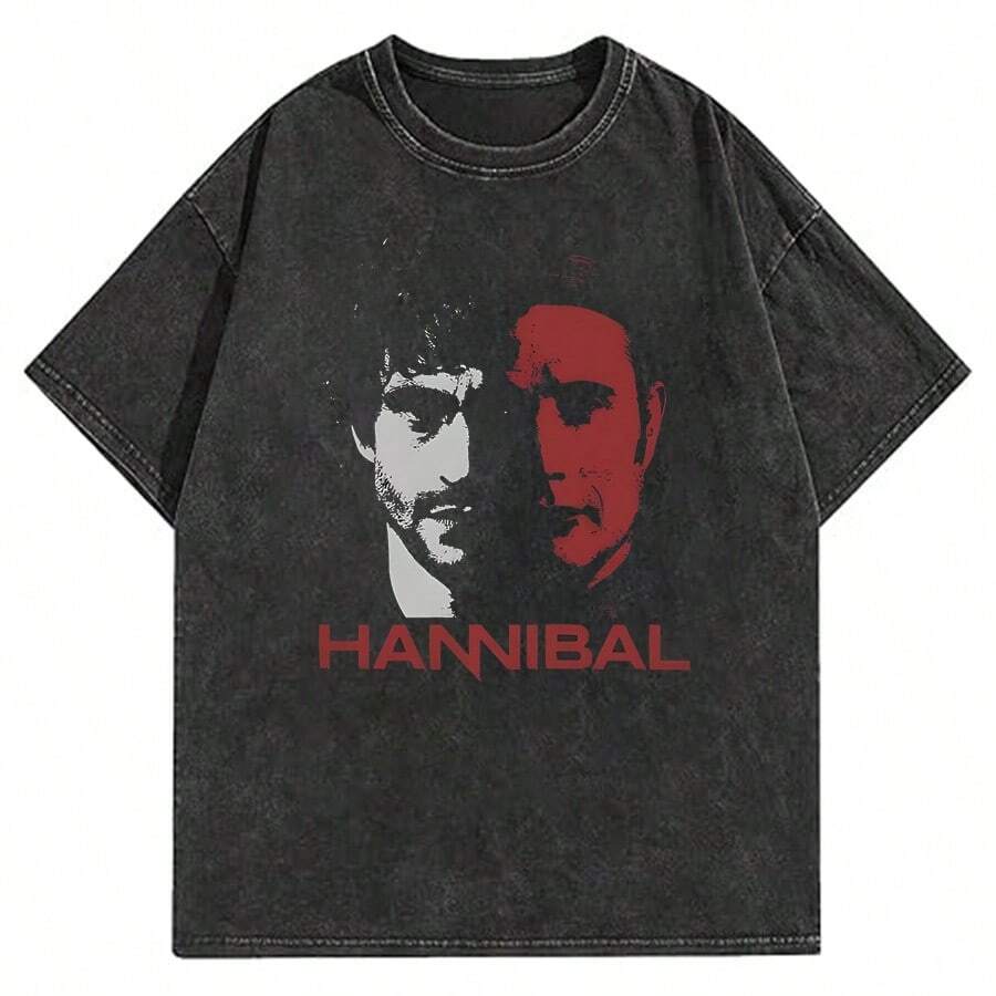 Mads Mikkelsen T-Shirt Men Hannibal Retro Pure Cotton T-Shirts Summer Breathable Hip Hop Tee Shirt Wholesale Oversized Clothing - màu đen - Xem 1