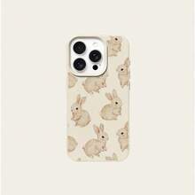 Bunnies 1pc TPU Material Watercolor Cute Rabbit Full Print Phone Case Compatible With Iphone 17 Pro Max/17/16 Pro Max/15/13/12/11, S20 FE/A15/S24/A55, Note 11/Note 12/Note 13 Pro, Shockproof Soft Protective Cover - White - View 5