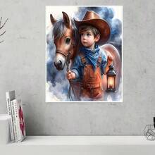5D Diamond Painting Kit - Full Round Diamond, Human And Horse Pattern, Acrylic Craft Set For Home Decor, Frameless Diamond Painting Gift Set - round diamond - View 6