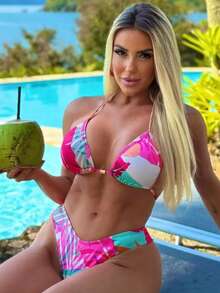 BIKINI SET WITH SHORTS, TRIKINI - 鏽棕色 - 查看 3