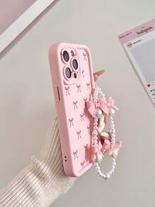 Bow-Knot Painted Groove Pink Detachable Bracelet Thick Precise Hole Minimalist Anti-Drop Thick Phone Protective Case Printed Suitable For IP17/IP17PROMAX/Iphone16/Iphone16pro/Iphone16promax/IPhone16plusiphone15 XR /7/8 Iphone15Promax/12PROMAX/13PROMAX/14PROMAX 13 14 11 12p14 P11 P12 XS.XR /78P.78GES2 Phone Case - Multicolor - View 6