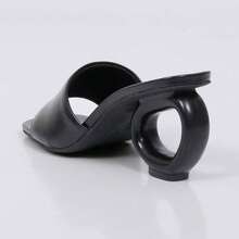 Not-me Women's Sculptural Medium Heel Sandal - Minimalist, Elegant, Casual - màu đen - Xem 3