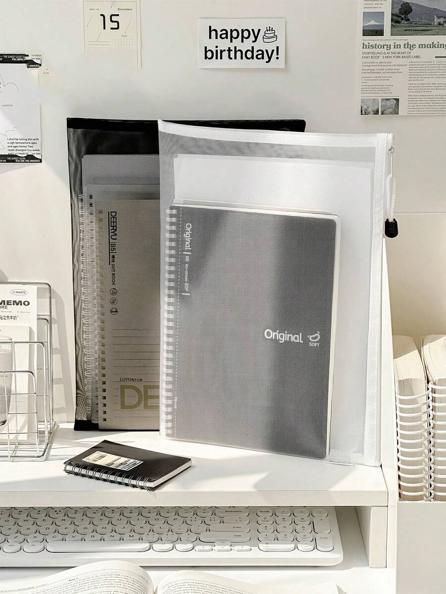 3 Pcs Nylon Mesh File Organizer Bag Set A4 A5 A6 Document Pouch For School Office Travel Cosmetic Stationery Storage - Mesh Bags - View 1