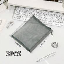 3 Pcs Nylon Mesh File Organizer Bag Set A4 A5 A6 Document Pouch For School Office Travel Cosmetic Stationery Storage - Mesh Bags - View 12