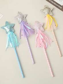 1 pieza/3 piezas/5 piezas Varita mágica Varita de hada Varita mágica con estrella de cinco puntas que brilla Bastón de hada para actuaciones de danza - A - Ver 2