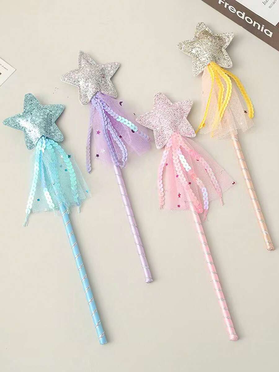 1 pieza/3 piezas/5 piezas Varita mágica Varita de hada Varita mágica con estrella de cinco puntas que brilla Bastón de hada para actuaciones de danza
