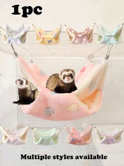 1pc Adorable Double-Layered, Fleece-Lined Hammock Is Perfect For Pets Such As Mice, Squirrels, Sugar Gliders, Guinea Pigs, Hamsters, Hedgehogs, Ferrets, And Other Small Animals. And The Soft, Comfortable Sleeping Mat Makes It An Excellent Choice For Your Pet And Your Friends And Family Who Also Have Adorable Pets.(This Product Includes Four Small Hook On The Details Page, And You Can Also Purchase Larger Hook On Your Own)
