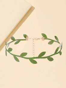 1pc Women's Green Vine & Leaf Refreshing Choker Necklace, Collar Necklace, Clavicle Chain - Multicolor - View 4