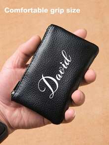 Customized Minimalist Leather Zipper Coin Purse, Women's Mini Wallet, Card Holder, Fashionable Portable Key & Coin Pouch, Customized Christmas Gift, Customized Gift - Multicolor - View 4