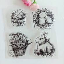 Easter Bunny, Eggs, Bird Nest Transparent Stamps, Scrapbooking & Card Making DIY Decorative Materials, Basket, Tulips, Handmade Card Decorations - Easter - View 4