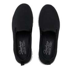 Skechers 女士休闲鞋，优雅女士套脚休闲鞋，舒适透气日常通勤步行鞋，100842-BKW - 黑色/白色 - 查看 4