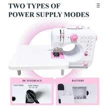 Small 6in1 Portable Mini Sewing Machine Set, With 42PCS Tool Kit, Overlocking Machines, Multifunctional Electric Sewing Machine, Edge Locking Machines With Extension Table, Foot Pedal, Light, And Sewing Kit Tools, 12Built-In Stitches 2 Speed, Can Lock The Edges, Suitable For Beginners And DIY Sewing Enthusiasts - 查看 2
