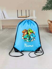 This Customized Drawstring Large Capacity Backpack Features A Dinosaur Print Pattern, Very Suitable For Sports Or Cycling. You Can Also Customize It With Your Name Or Holiday Greetings Printed On It. - Multicolor - View 9