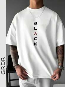 Camiseta de manga corta suelta con estampado NEGRO de moda para hombres GRDR | Diseño exquisito | Esencial de verano | Fácil de combinar, mostrando tu estilo - Blanco - Ver 1