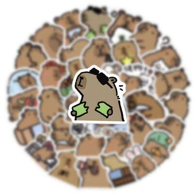 50pcs Capybara Meme Pet Retro Aesthetics Fantasy Ins Y2K Downtown Aesthetic Stickers Gifts Humorous And Funny Stickers 80S 90s Anime Stickers For Scrapbook Supplies Envelope, Water Bottle, Computer, Laptop, Phone, Luggage, Notebook, Fridge,Festival Party,Christmas Decoration New Year Winter
