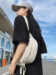 2026新款时尚校园腰包，粉蓝流苏设计，可调节肩带，拉链封口，尼龙内衬。女士夏季包包，时尚斜挎包，无吊坠女士手拿包 - 彩色 - 查看 14