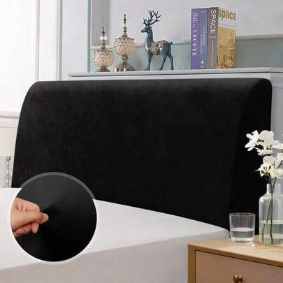 DUJUIKE Funda de cabecero de terciopelo para cama King, protector elástico de cabecero apto para cama King/doble, funda de cabecero blanca