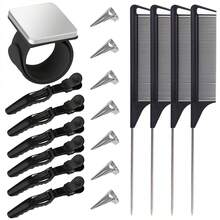 18件套编发工具套装，包括磁性腕带夹、分区夹、尖尾梳、编发圈 - 彩色 - 查看 8