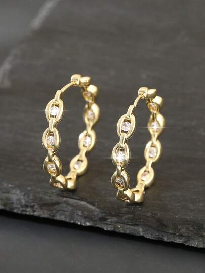 1 par de pendientes de aro geométricos con gota de agua de cobre, pendientes versátiles con estilo hip-hop personalizado para mujeres, regalo para fiesta y citas