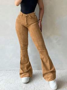 GILIPUR Quần jeans ống loe kiểu Y2K dành cho nữ, quần denim co giãn ôm sát màu vàng, kiểu dáng thanh lịch, thời trang đường phố, đa năng, thích hợp cho mùa xuân. - Màu vàng - Xem 8